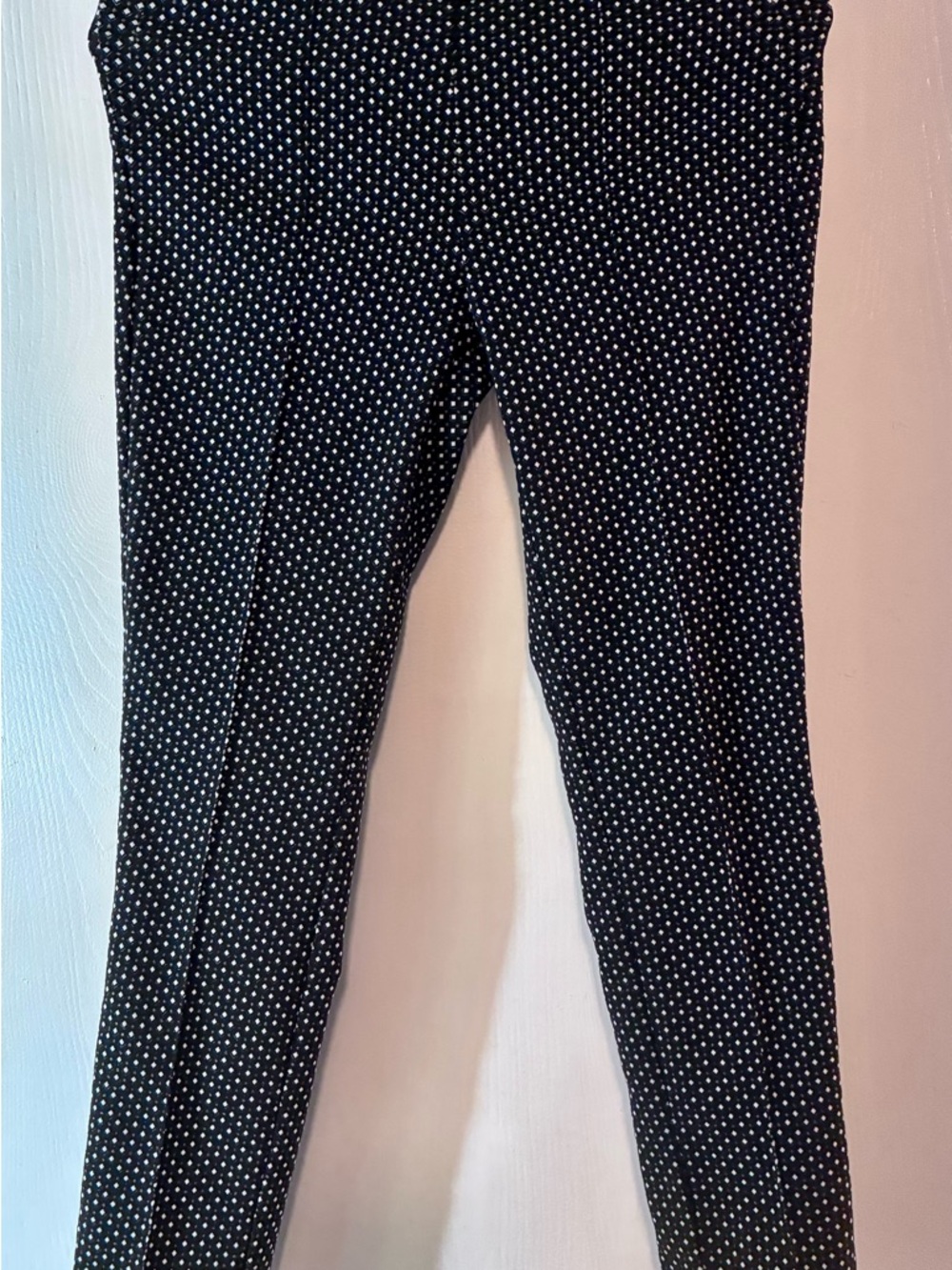Adrienne Vittadini Black Leggings with White Dot Print
